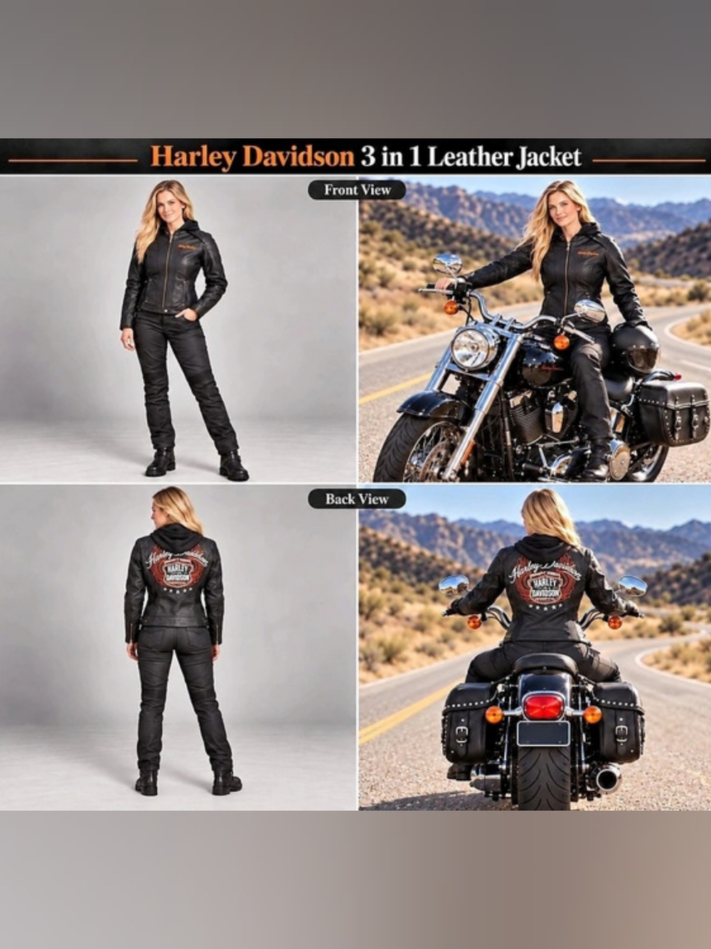 Harley-Davidson Women's Miss Enthusiast 2.0 Leather 3-in-1 Jacket Size M